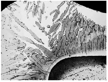 Zinküberzug an einer Werkstückkante